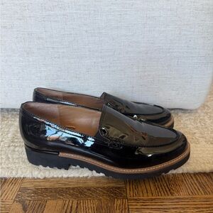 Franco Sarto Black Patent Leather Loafers